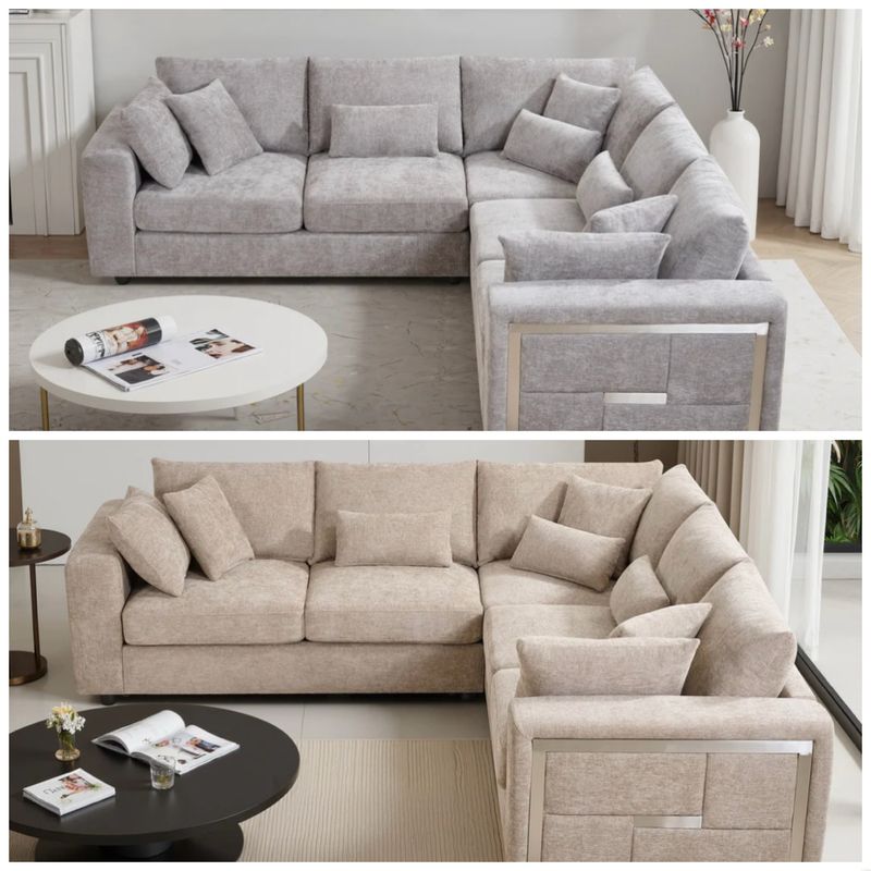 Modern Chenille Fabric 2C2 Corner Sofa