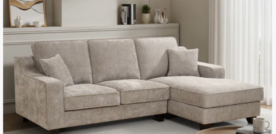 Chenille Fabric Right Hand Facing Chaise Corner Sofa with Chaise Chenille Fabric Right Hand Facing Chaise Corner Sofa with Chaise