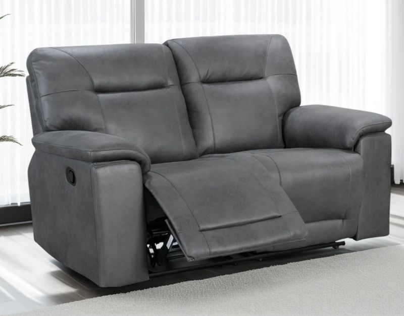 CLEARANCE- Faux Leather Grey 2 Seater Manual Recliner Sofa CLEARANCE- Faux Leather Grey 2 Seater Manual Recliner Sofa