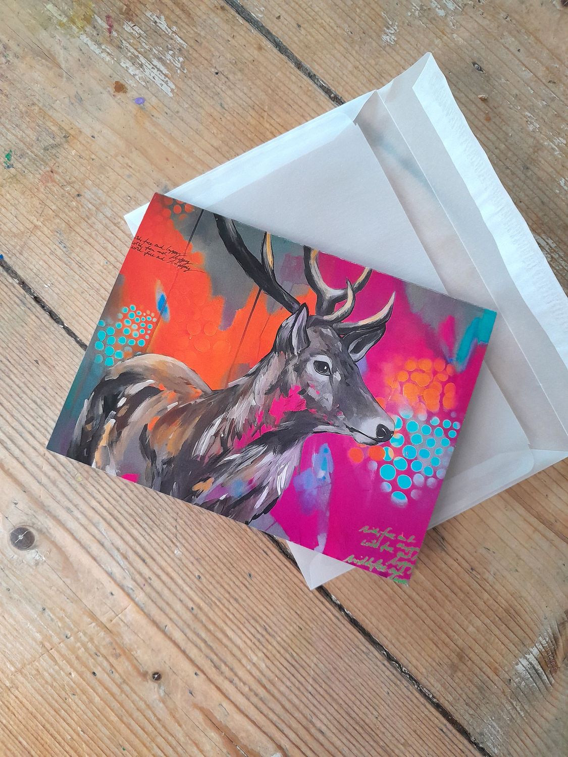 Kunst-Klappkarte Hirsch