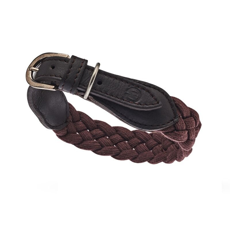 Hundehalsband BRAID TREKKER, Breite 2,5 cm, by Malucchi aus weichen Kalbsleder und geflochtenem Baumwollseil, in vielen Farben