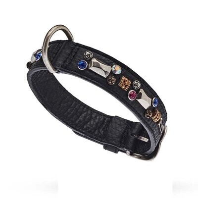 PETRA - 3 cm Hundehalsband by Malucchi, Farbe: schwarz