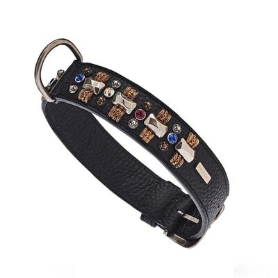 PETRA - 4 cm Hundehalsband by Malucchi, Farbe: schwarz