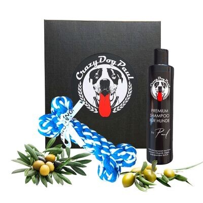 Geschenkbox für Hundefreunde - Premium Hundeshampoo + Spielzeug