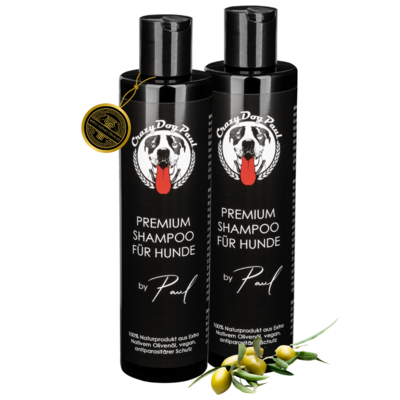 CrazyDogPaul Premium Hundeshampoo incl. Schutz vor Parasiten Doppellpack / Premium dog shampoo including protection against parasites double pack