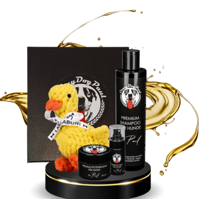 Geschenkbox für Hundefreunde - Premium Hundeshampoo + Spielzeug