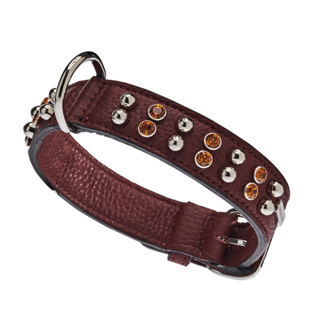 Hundehalsband BRIGHT by Malucchi aus weichen Rindsleder - für mittelgroße Hunde, Breite 3 cm, tolle Farben