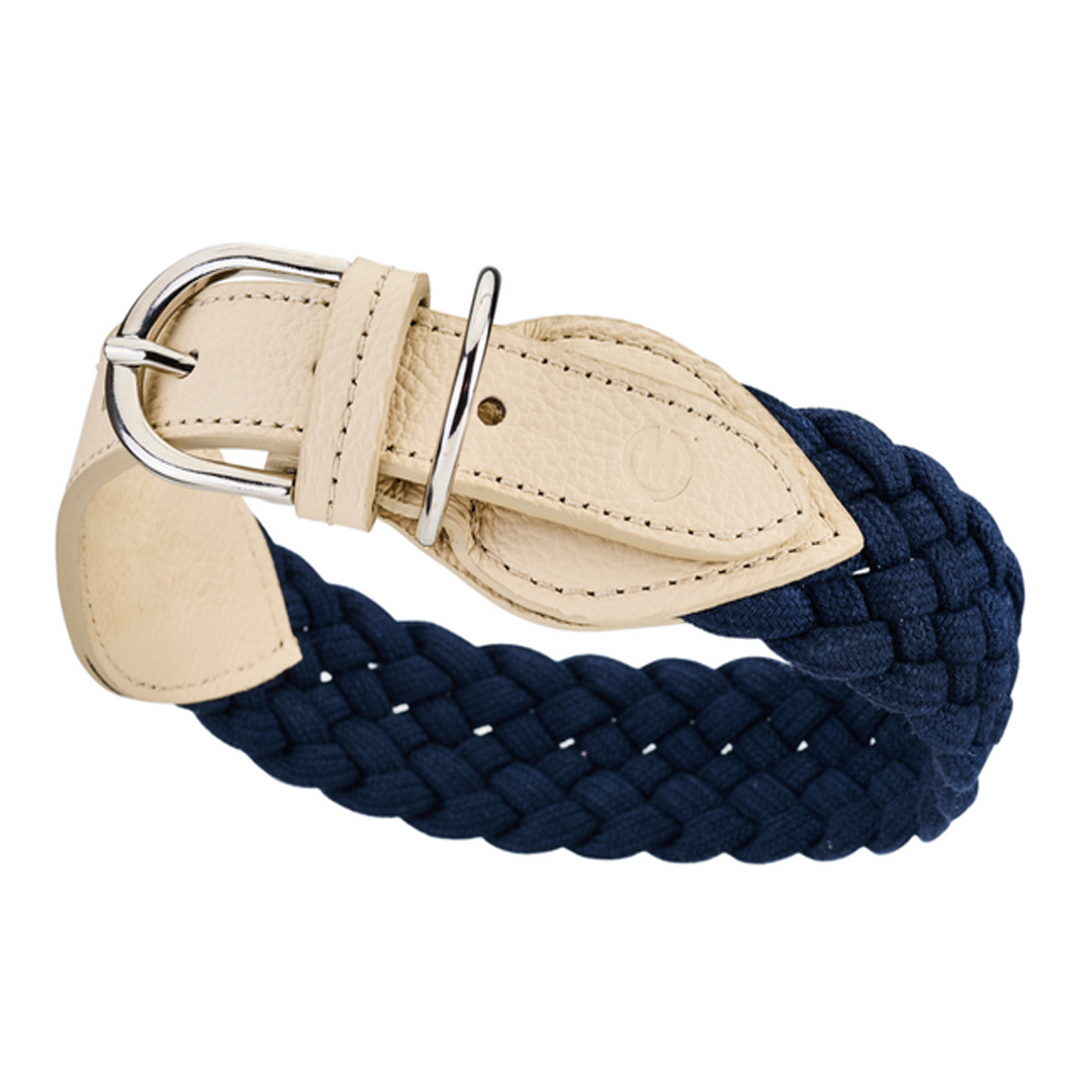 Braid Trekker – Luxuriöses Hundehalsband aus geflochtener Baumwolle und Kalbsleder by Malucchi, Breite: 4 cm, in vielen tollen Farben