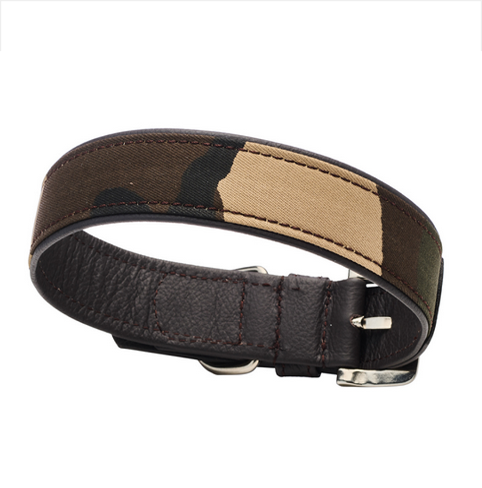 Hundehalsband GUN aus Wildleder, ein Meisterwerk der modernen Hundemode, Breite: 3 cm, Größe: für große Hunde
