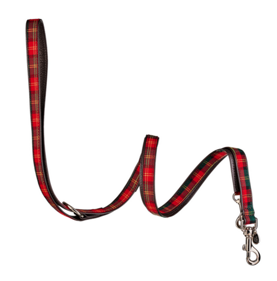 Hunde-Trainingsleine TARTAN mit Karomuster – Ein zeitloser Klassiker, Luxuriöse Baumwolle und weiches Kalbsleder. Stilvolles Design trifft auf Komfort