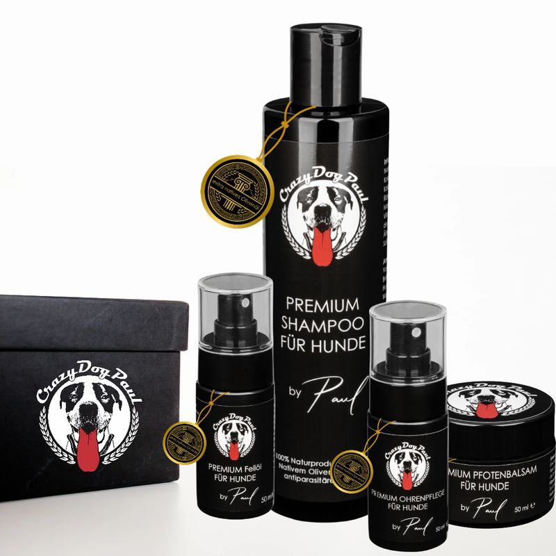 Hunde Fellpflege aus Olivenöl - Geschenkbox PERFEKT Hunde Fellpflege aus Olivenöl - Geschenkbox PERFEKT