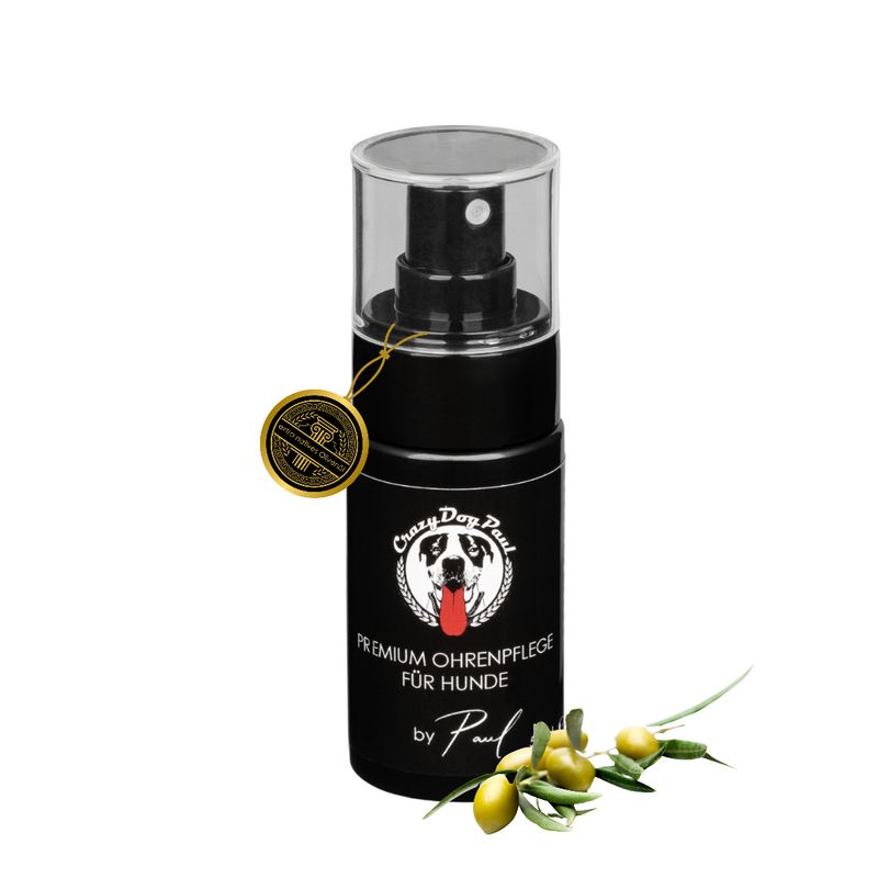 Premium Hunde Ohrenpflege aus Olivenöl - Sanfte Reinigung & Pflege für empfindliche Hundeohren Crazydogpaul Premium Hundeohrenpflege - die sanfte Reinigung & Pflege für gesunde Hundeohren