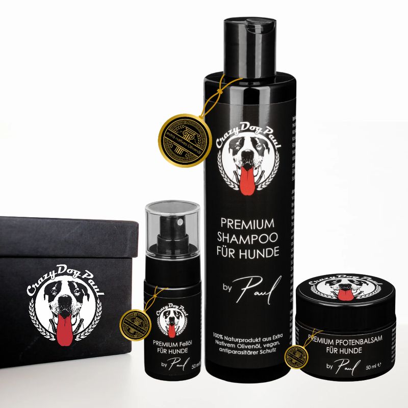 Hunde Fellpflege aus Olivenöl - Geschenkbox PREMIUM Hunde Fellpflege aus Olivenöl - Geschenkbox PREMIUM