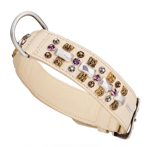 Hundehalsband PETRA by Malucchi aus weichestem Bullenleder Breite: 4 cm in tollen Farben - für große Hunde Hundehalsband PETRA by Malucchi aus weichestem Bullenleder Breite: 4 cm in tollen Farben - für große Hunde