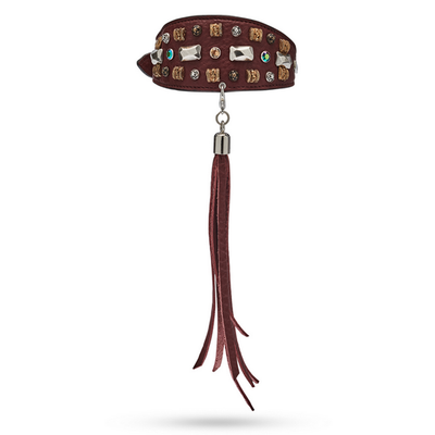 Windhund - Hundehalsband PETRA by Malucchi - Farbe:  Braun, aus weichen Leder, Swarovski-Steinen