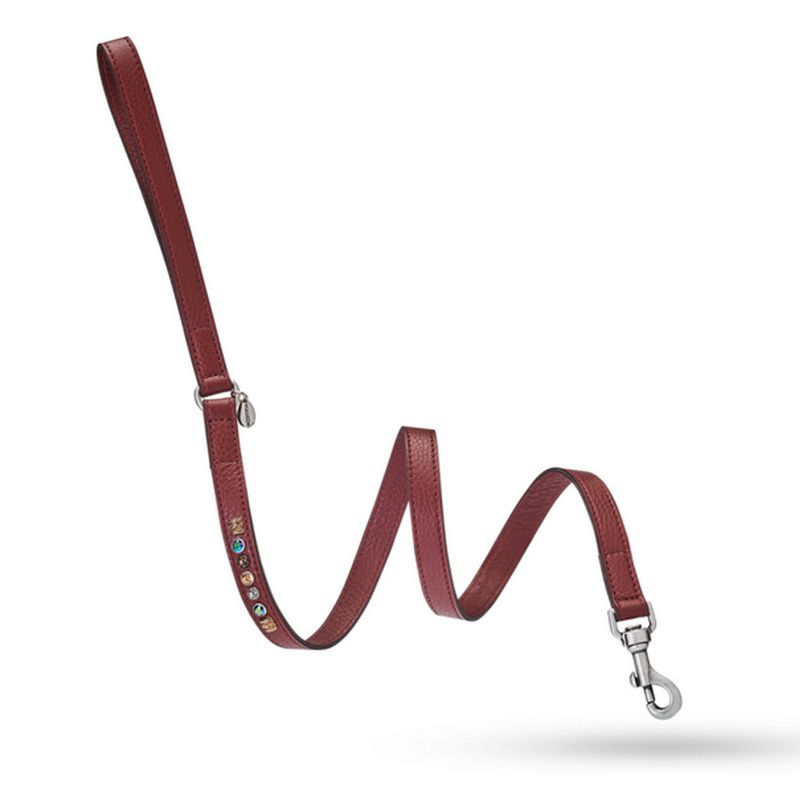Hundeleine PETRA – Farbe: Braun - Ein wahres Meisterwerk, Exklusives Rinderleder, Veredelt mit Swarovski-Steinen