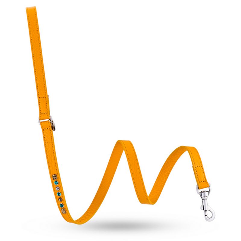 Hundeleine PETRA – Farbe: Sahara - Ein wahres Meisterwerk, Exklusives Rinderleder, Veredelt mit Swarovski-Steinen