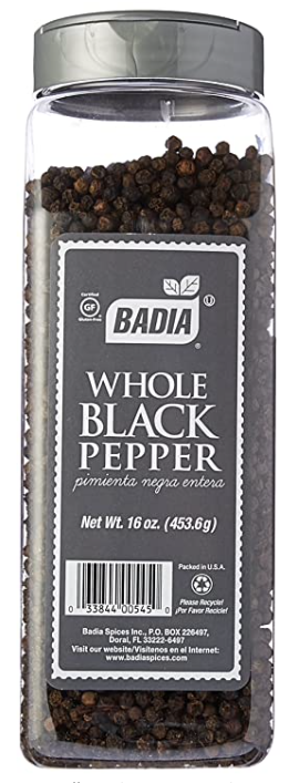 BADIA BLACK PEPPER WHOLE 16oz