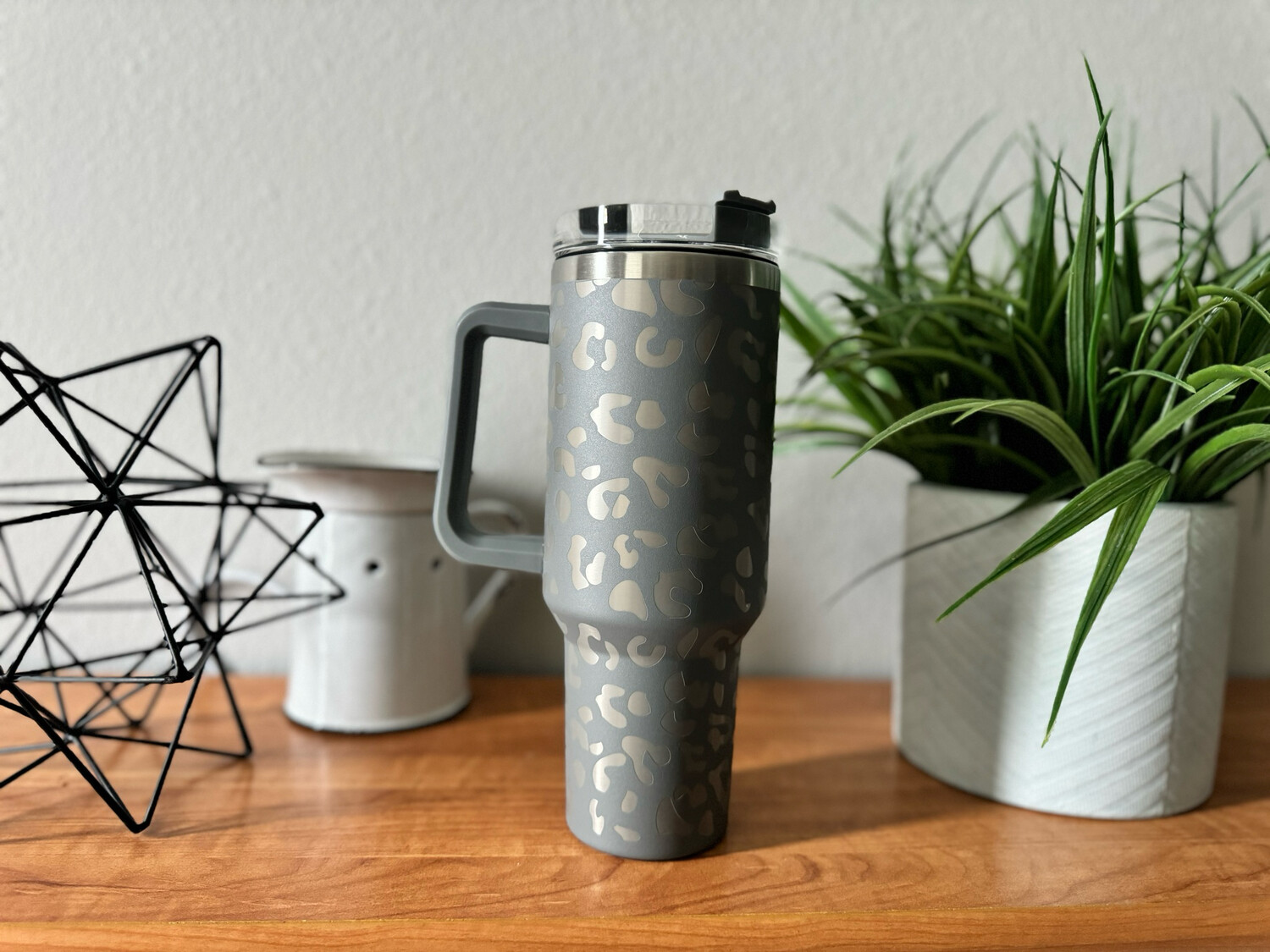 Gray 40oz Leopard Tumbler