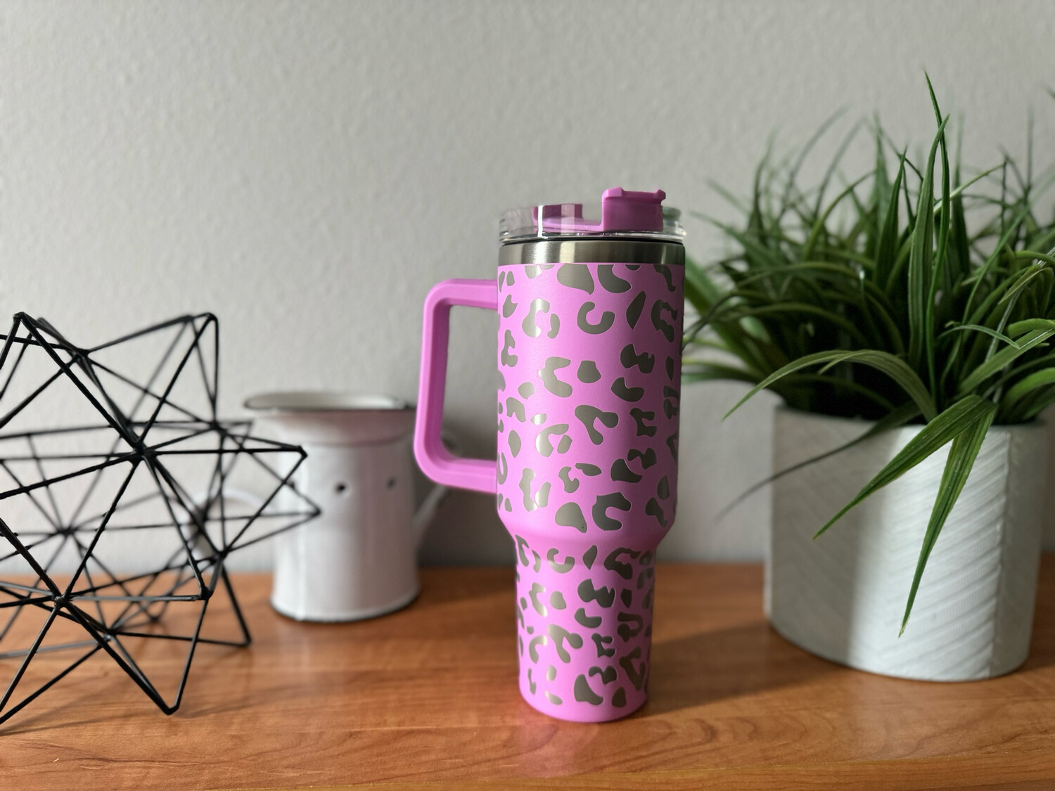 Light Pink 40oz Leopard Tumbler