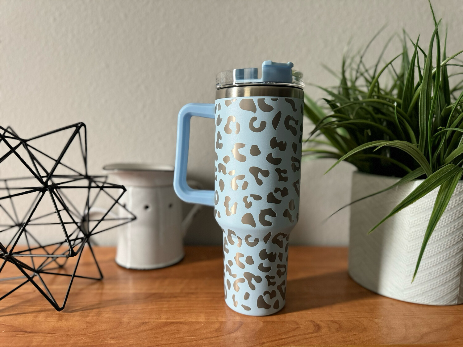 Powder Blue 40oz Leopard Tumbler