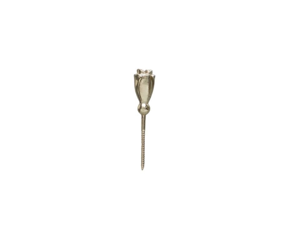 Tornillo de acero con capullo de rosa acabado latón pulido zamak