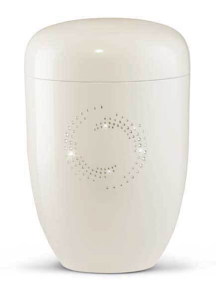 Urna cineraria línea Swarovski blanca con dibujo circular