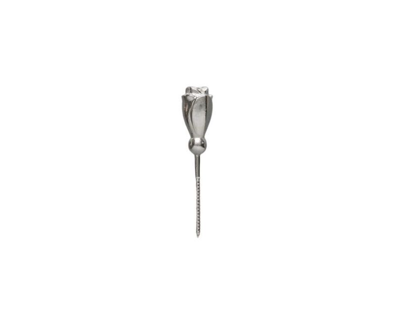 Tornillo de acero con capullo de rosa en acabado zamak niquel