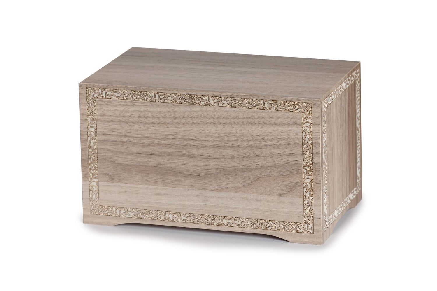 Urna de madera con acabado en roble y marco