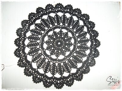 Filet-Häkeldeckchen im Vintage-Style, schwarz, ø ca. 23 cm