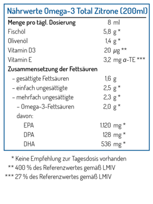 Omega-3 Total Öl mit Zitronengeschmack