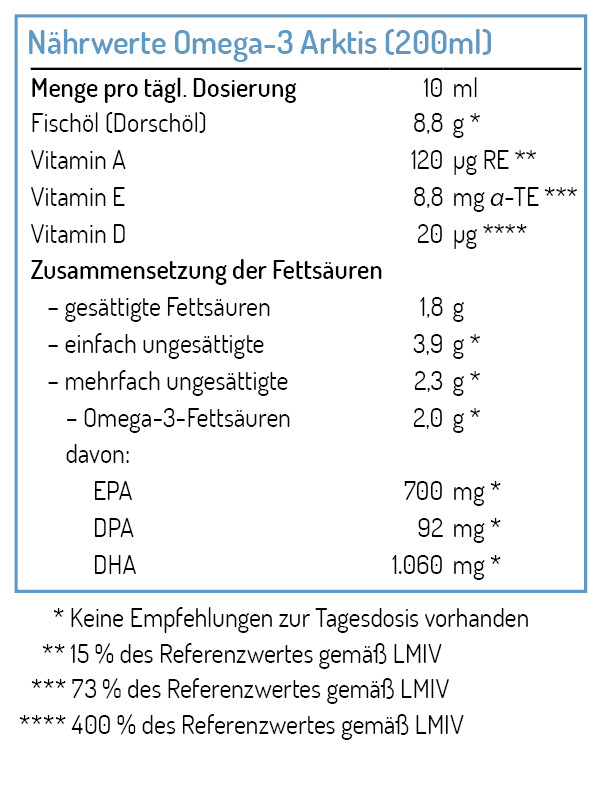 Omega-3 Arktis Öl mit Vitamin D3 und Zitronengeschmack