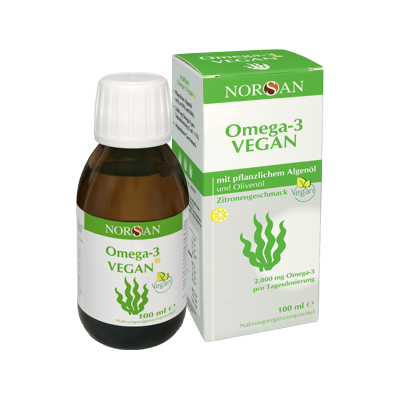 Omega-3 Öl Vegan mit pflanzlichem Algenöl und Olivenöl