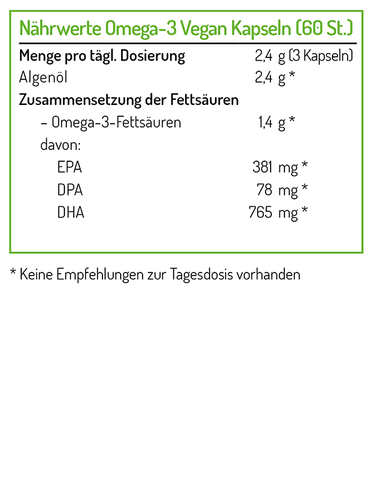 Omega-3 Öl Vegan Kapseln mit pflanzlichem Algenöl und Olivenöl