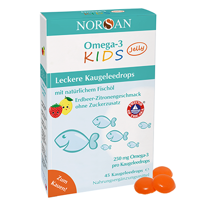 Omega-3 für Kinder als leckere Kaugeleedrops 45 Jellys