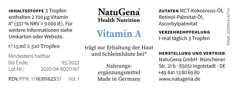 Vitamin A Liquid (9.000 IE / Tag = 170 Tages-Packung)
