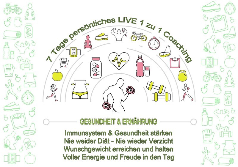 Gesundheits- und Ernährungsberatung persönliches 7 Tage LIVE 1 zu 1 Coaching BASICS