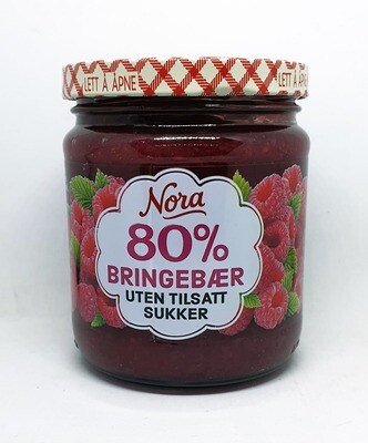 Nora 80% Bringebaer Himbeer Marmelade ohne Zuckerzusatz
