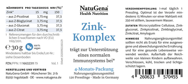 NatuGena Zink-Komplex  (4-Monats-Packung)