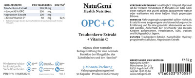 NatuGena OPC + C - Traubenkern-Extrakt und Vitamin C (3-Monats-Packung)
