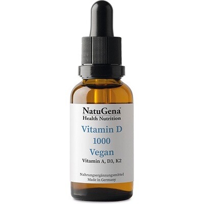 Vitamin D 1000 Vegan mit Vitamin D3, E, K2 - 1 Tropfen a 1.000 IE Vitamin D3 (525 Tropfen - Familienpackung)