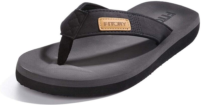 FITORY Herren-Flip-Flops Zehentrenner schwarz-grau Gr. 42