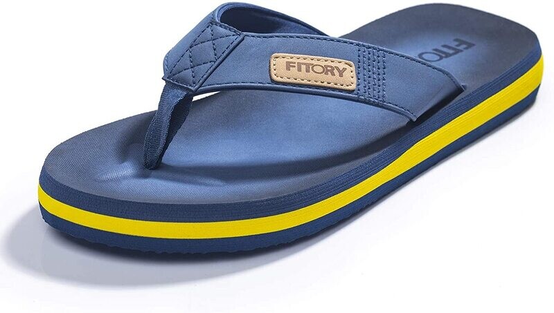 FITORY Herren-Flip-Flops Zehentrenner blau-gelb Gr. 42