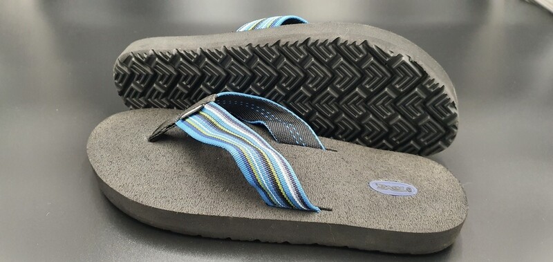 TEVA Mush II Herren Flip-Flops Zehentrenner Blau Weiß Grün gestreift Gr. 42