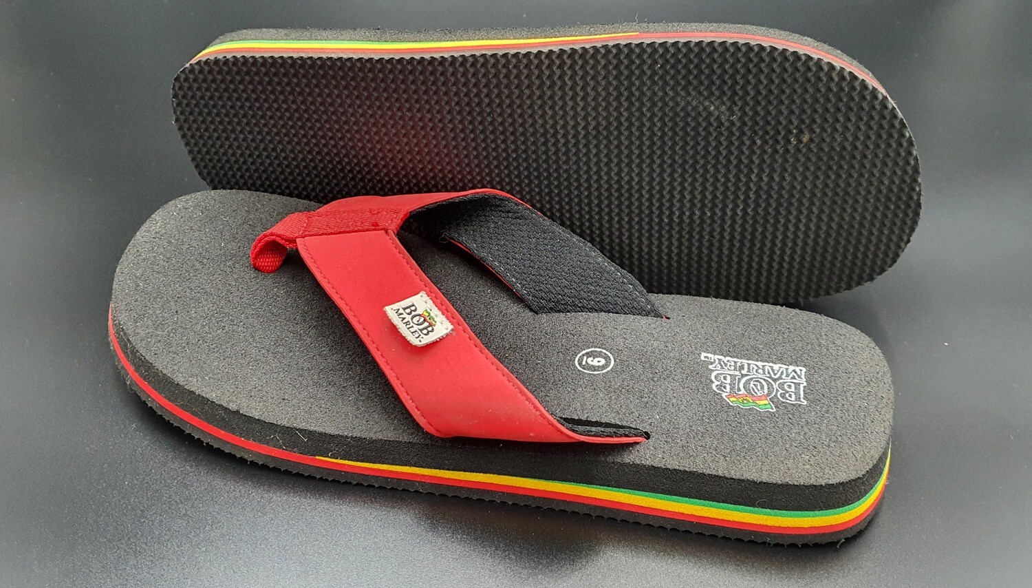 BOB Marley Herren Flip-Flops schwarz Rot Gelb Grün Gr. 42