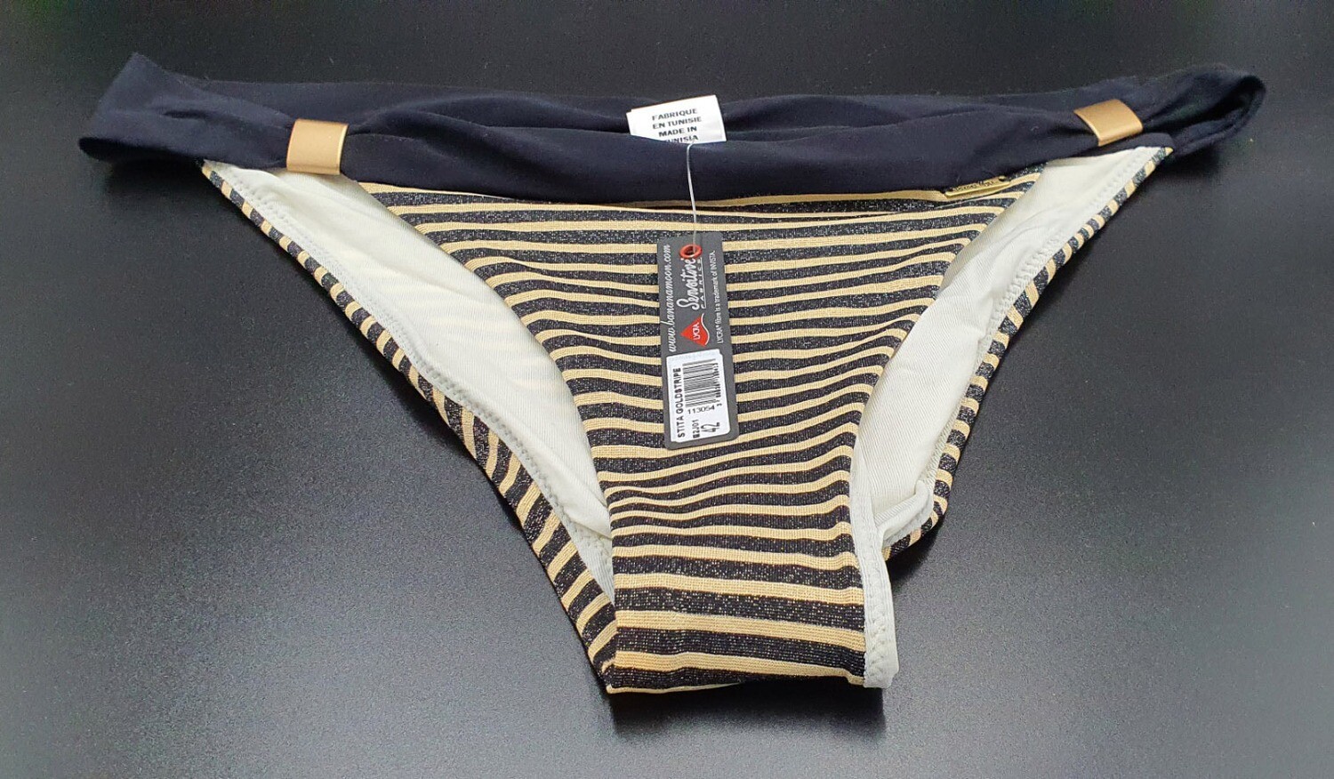 Banana Moon Damen Bikini-Unterteil schwarz-gold gestreift (STITA GOLDSTRIPE) Gr. 40 (DE)
