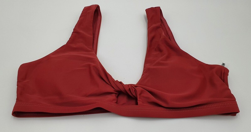 SheIn Damen Bikini-Set Träger Hoher Ausschnitt Tanga Bademode zweiteiliger Swimsuit beige getigert / rotbraun Gr. M