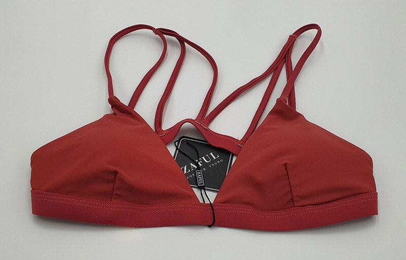 ZAFUL Damen Bikini Set gepolstert mit Spaghetti-Trägern und Tanga Bikini Höschen Gr. 38 rotbraun