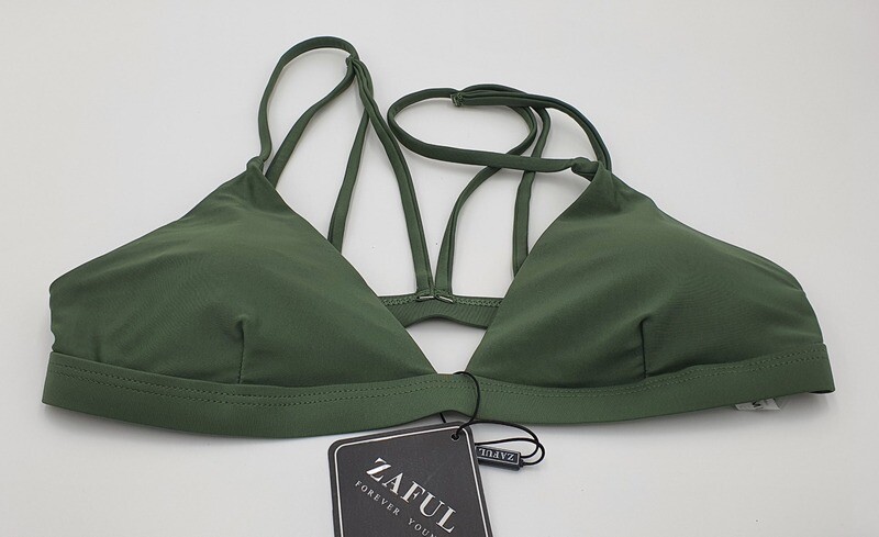 ZAFUL Damen Bikini Set gepolstert mit Spaghetti-Trägern und Tanga Bikini Höschen Gr. 38 grün