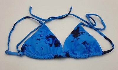 ZAFUL Damen Bikini Set gepolstert mit Spaghetti-Trägern und Tanga Bikini Höschen Gr. 38 blau gemustert